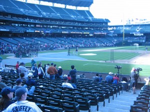 Jon took this picture from our seats.  Right by first base, just a couple rows up!
