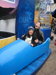 Angela was pretty nonchalant going down a pretty hard bobsled run