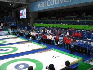 Curling competitors at the opening