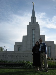 At the front of the temple