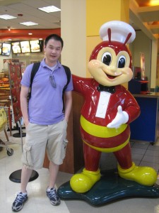 Posing next to the Jollibee bee