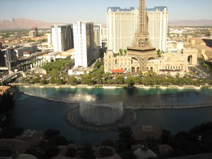 Our window view of the fountain at the Bellagio