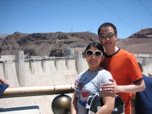 In front of the dam